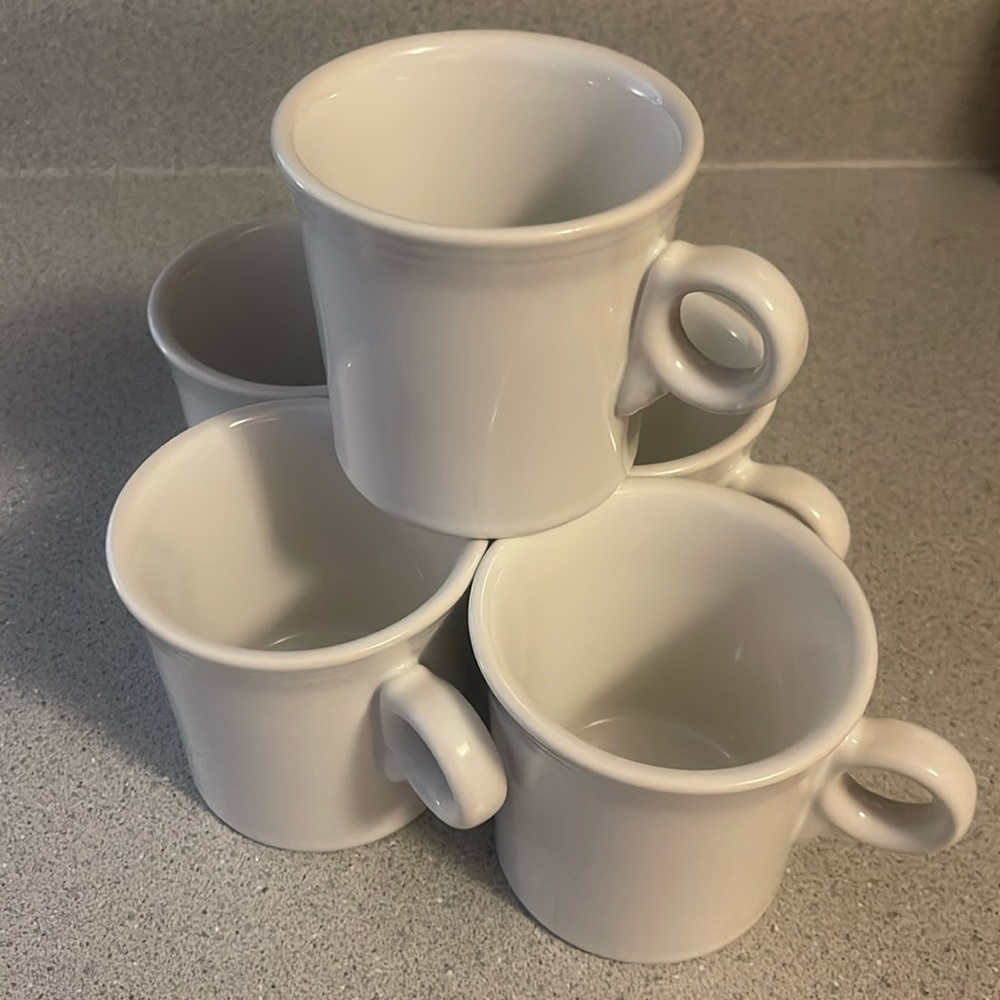 Fiestaware Fiesta White Coffee Cup Mug Fiesta 3 1/2” 10 oz set of 5